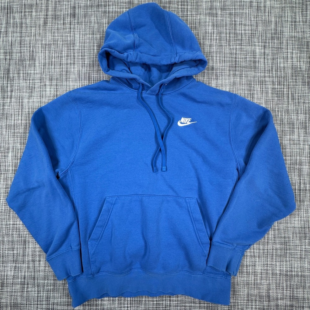 Nike Men's Sportswear Club Fleece Pullover Hoodie Royal Blue Small Swoosh Logo